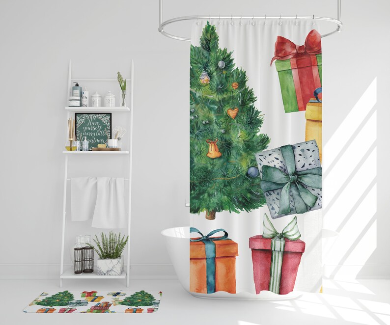 CHRISTMAS BATH MAT Classic Christmas Bath Mat Xmas Tree Bath Etsy