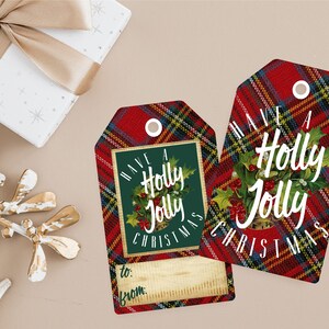 Christmas Gift Tags, Holly Jolly Christmas, Printable, 2 Designs, Set of 10, Christmas Ephemera, Junk Journal, Scrapbook, 5 of Each Design