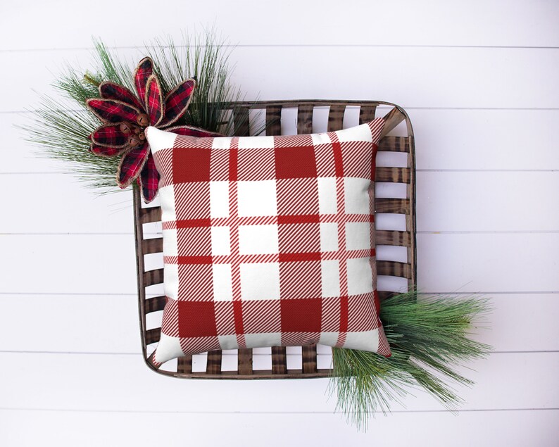 RED PLAID PILLOW Cover Red Tartan Plaid Pillow Christmas Etsy