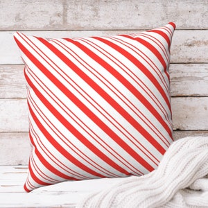 CHRISTMAS PILLOW COVER, Red Striped Pillow, Christmas Decor, Holiday Decor, Holiday Pillows, Candy Cane Striped Pillows, Multiple Sizes