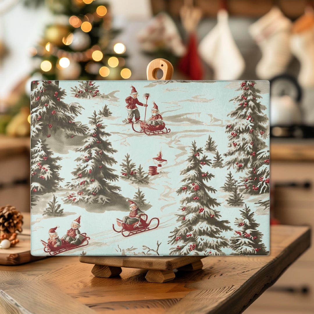 Christmas Cutting & Serving Board French Country Holiday Toile in 2 ...