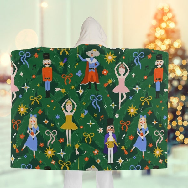 Psychedelic Christmas Pattern Print Hooded Blanket main image 0