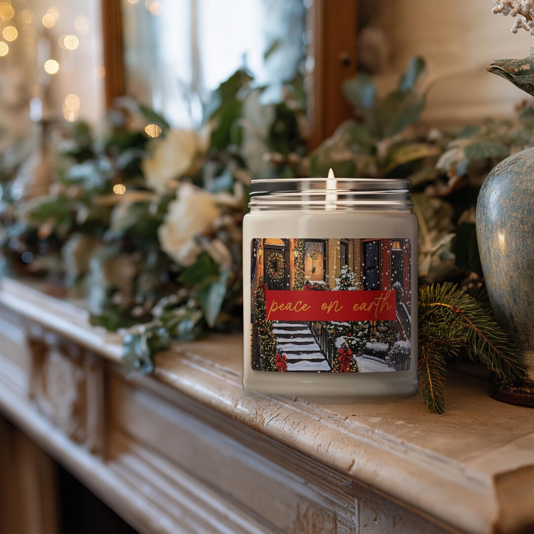 Christmas Holiday Candle - Peace on Earth Cozy Brownstone Steps ...