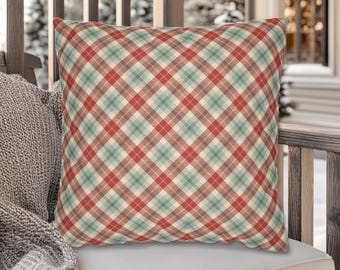 Red and Blue Plaid Throw Pillows and Covers, Farmhouse Style