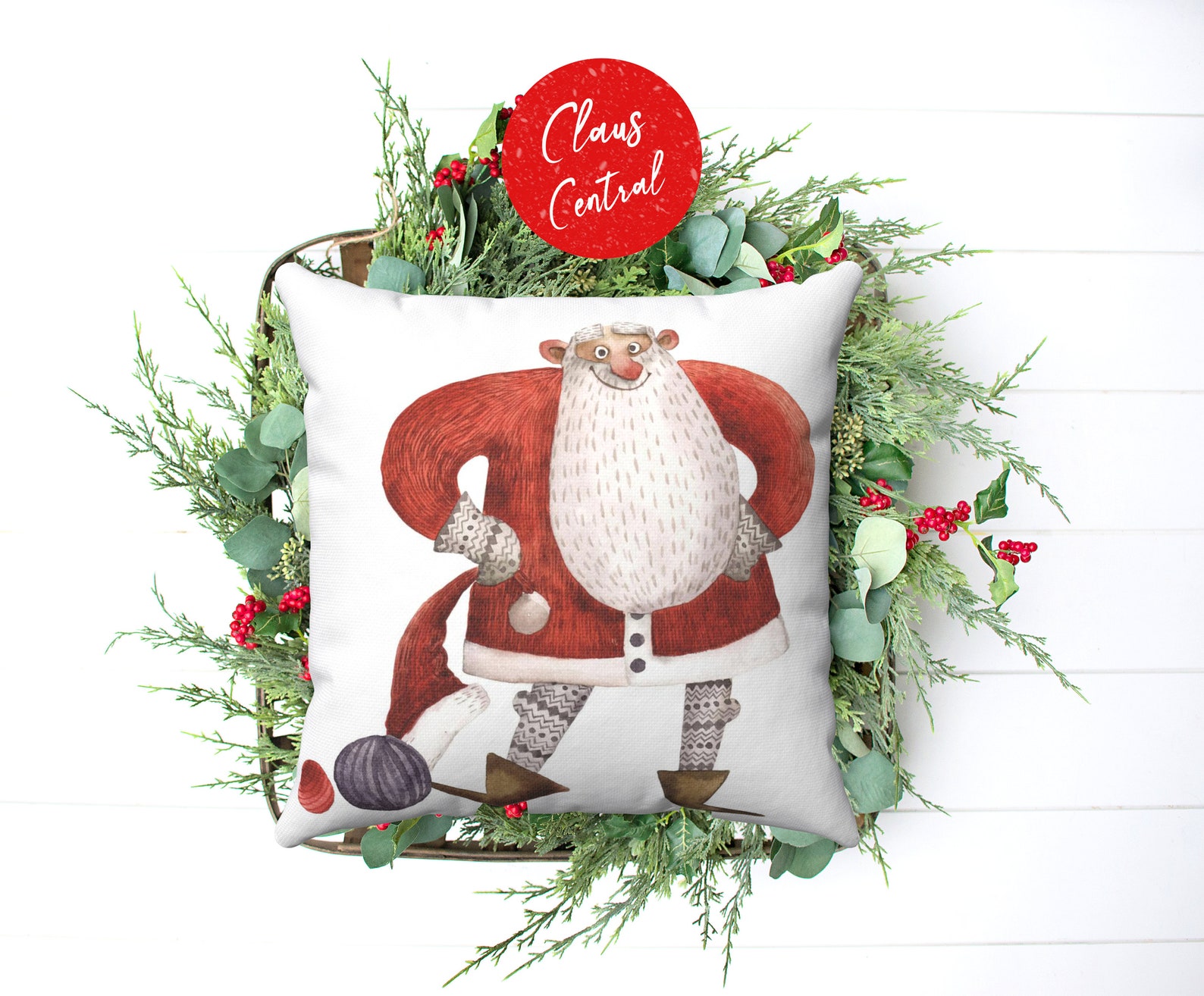 SANTA PILLOW COVER Front and Back Christmas Pillow Etsy