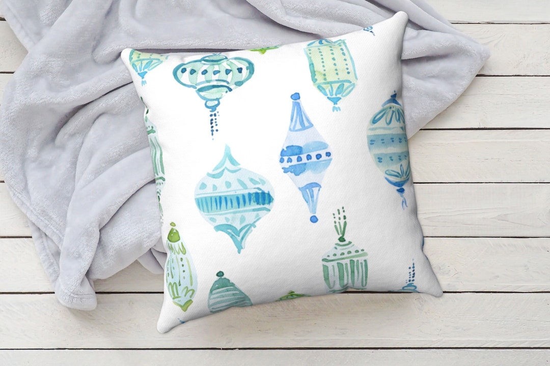 CHRISTMAS PILLOW COVER, Christmas Pillows, Blue Christmas Pillow