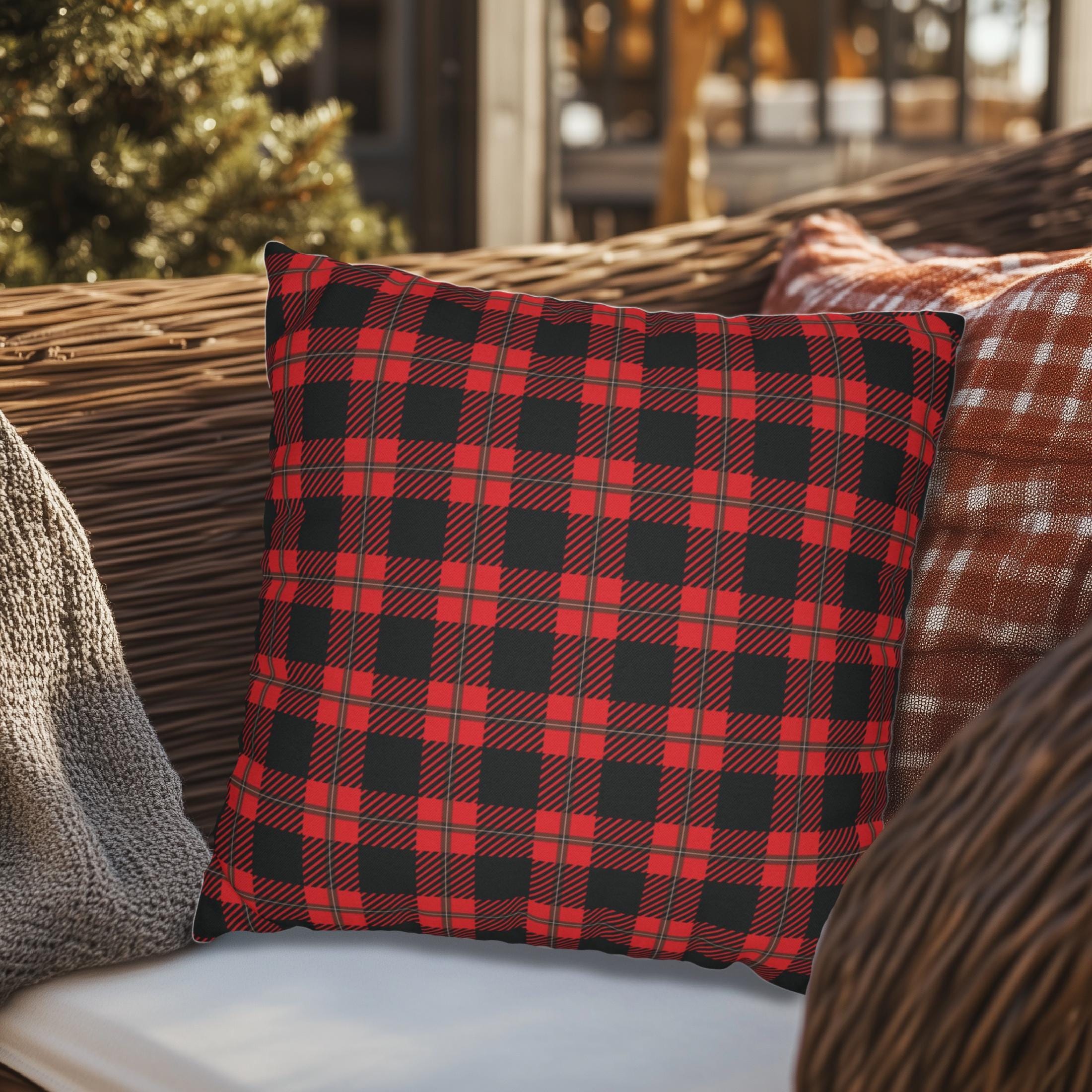 Red Black Tartan Plaid Throw Pillow Red Plaid Christmas Pillow Red Rustic Plaid Pillow Plaid Holiday Decor Plaid Christmas Decor Etsy UK