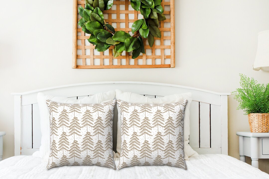 WINTER CHRISTMAS PINE Tree Pillow Covers White & Beige Etsy UK