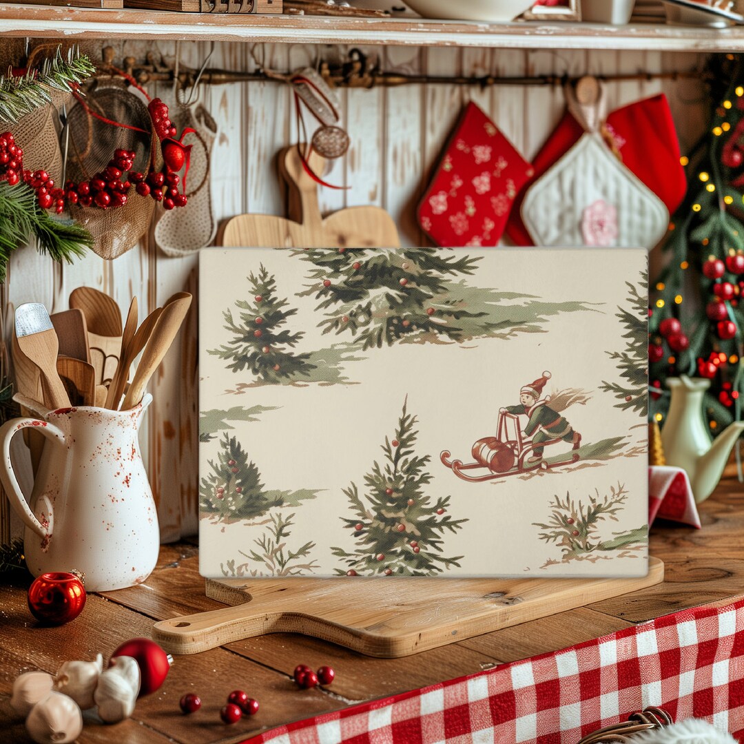 Christmas Cutting Serving Board French Country Holiday Toile in 2 Sizes ...