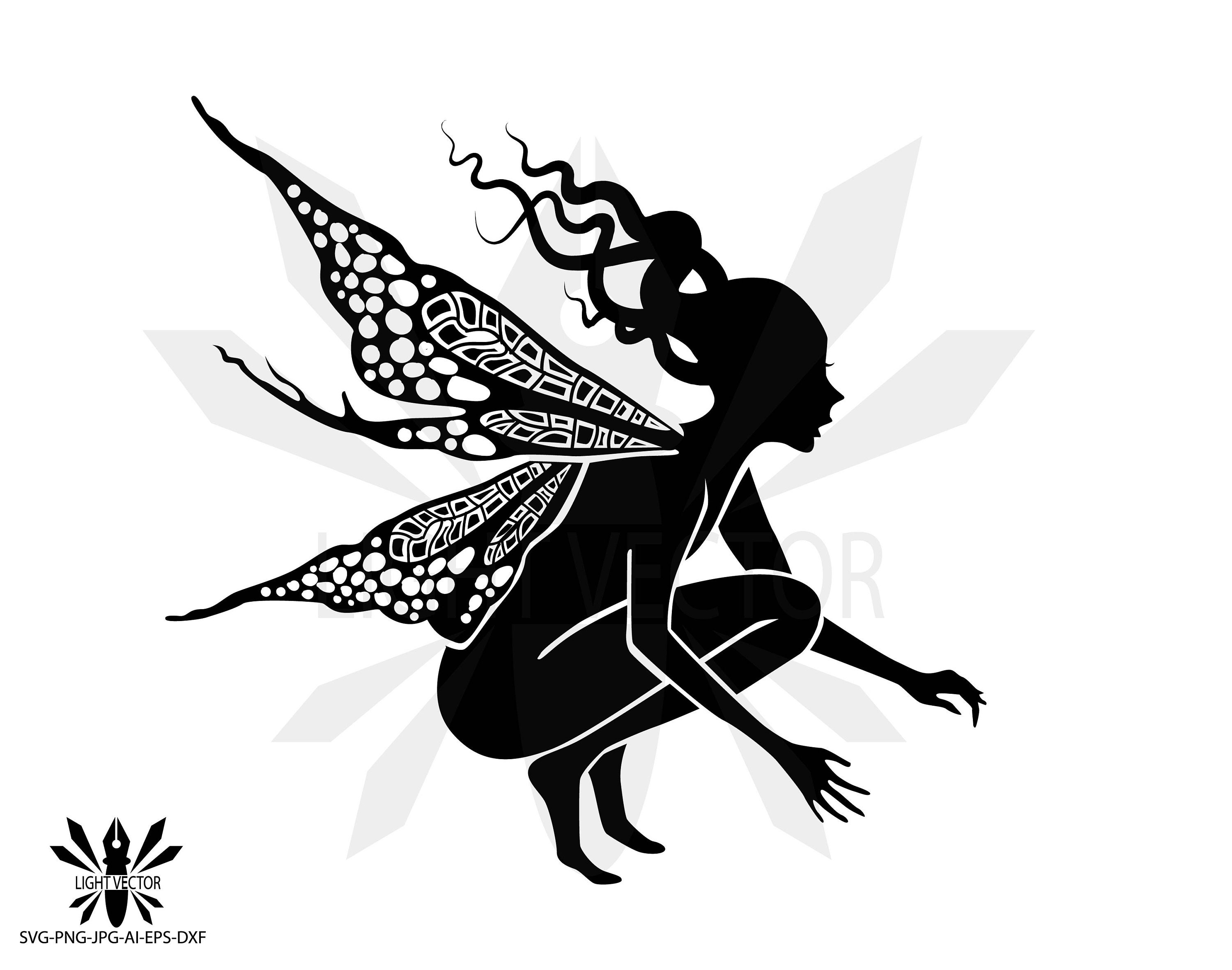 Download Fairy girl mandala zentangle silhouette INSTANT DOWNLOAD ...