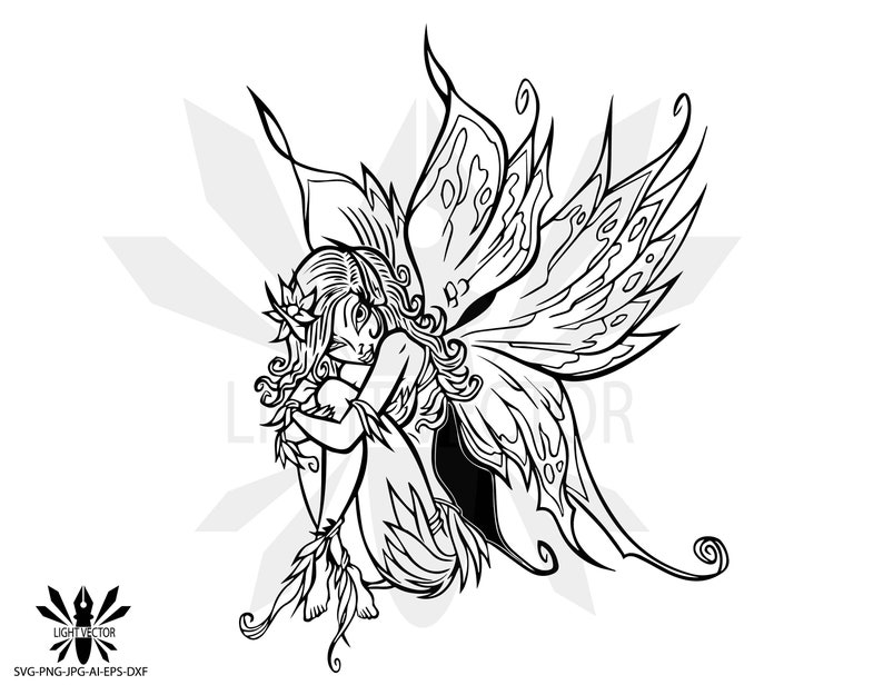 Download Fairy girl mandala zentangle silhouette INSTANT DOWNLOAD ...