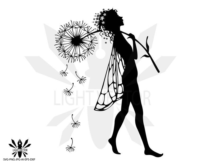 Download Fairy girl mandala zentangle silhouette INSTANT DOWNLOAD ...