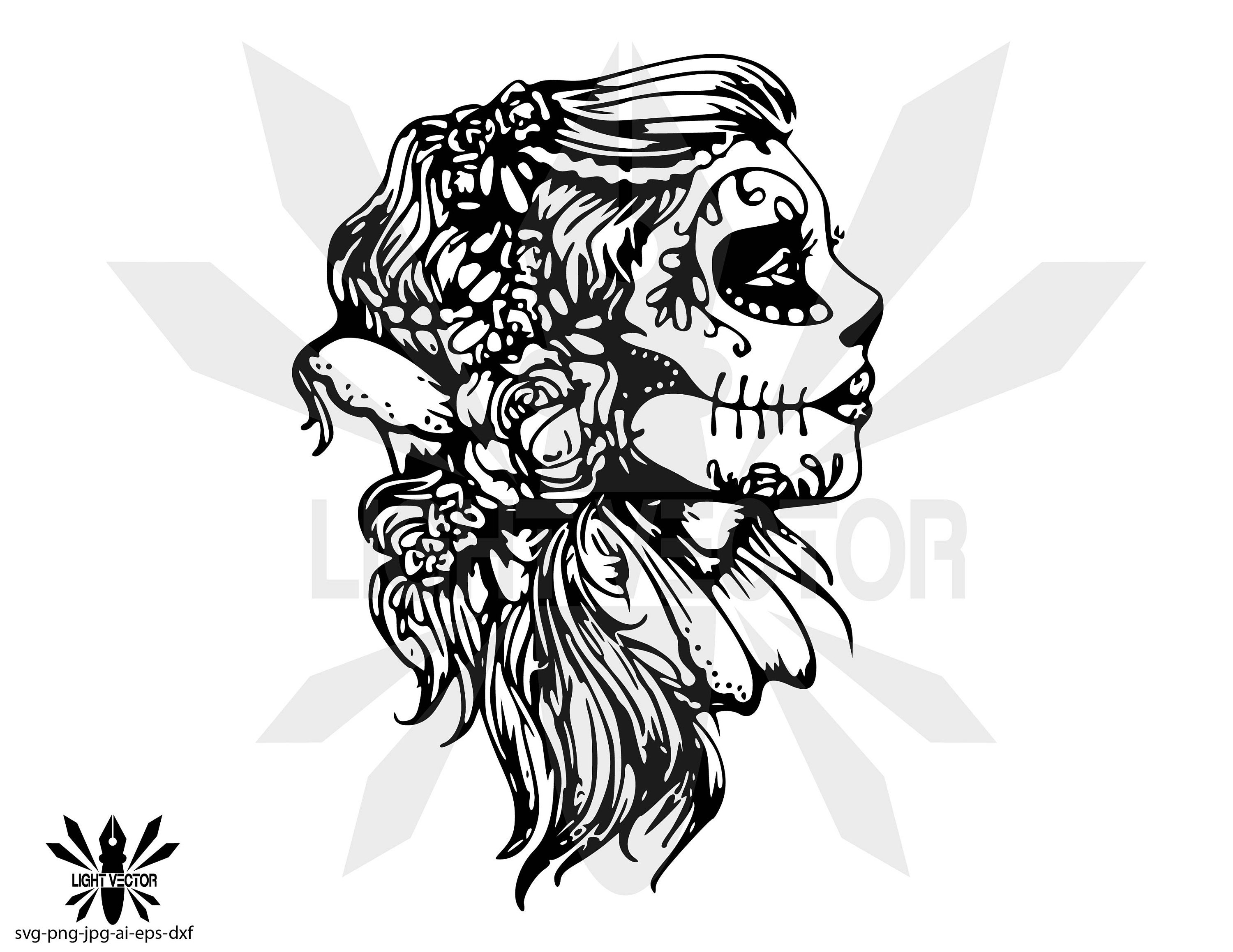 Woman Sugar Skull Mandala Zentangle Silhouette INSTANT - Etsy Canada
