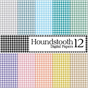 12 houndstooth patterned digital scrapbook papers for personal and commercial use
