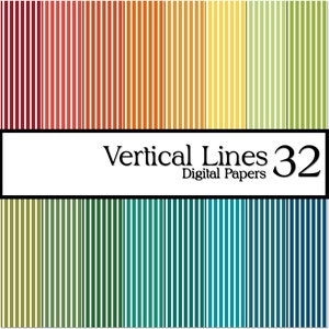 32 color vertical lined/striped patterned digital scrapbook papers for personal and commercial use