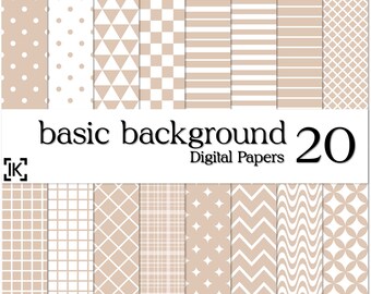 20 basic seamless patterned digital scrapbook papers for personal and commercial use