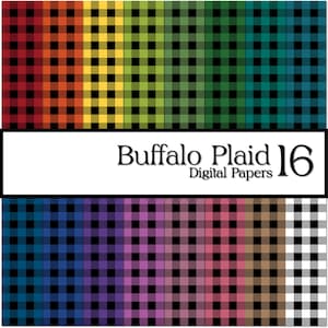 16 Regenbogen Büffel plaid gemusterte digitale Scrapbook Papiere für den persönlichen und kommerziellen Gebrauch