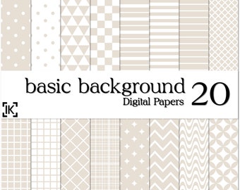 20 basic seamless patterned digital scrapbook papers for personal and commercial use