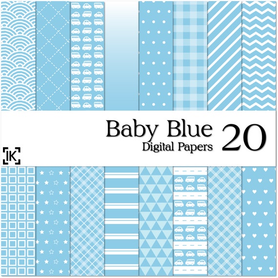 20 Baby Blue Digital Scrapbook Papers for Personal and | Etsy