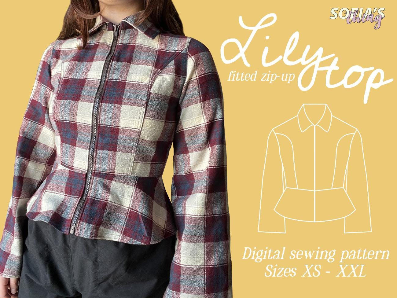 ヴィンテージ風トップス | ジップアップフィット | 裁縫パターン