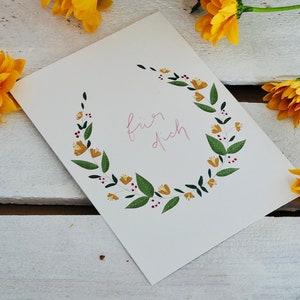 Ansichtkaart handgemaakt voor je bloemenkrans