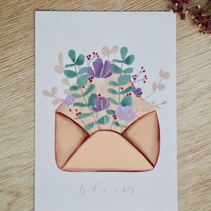 Postal carta hecha a mano Flor Post Bloom