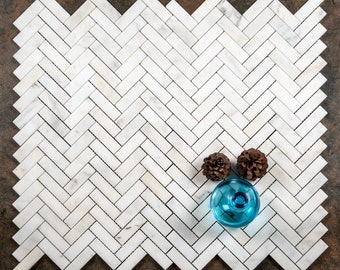 Calacatta Oro Polished Marble Herringbone Mosaics 23x75 MM Wall & Floor Tiles SAMPLE