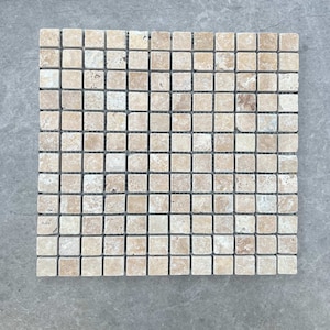 Walnut Tumbled Travertine Mosaics 23x23 MM Wall & Floor Tiles SAMPLE