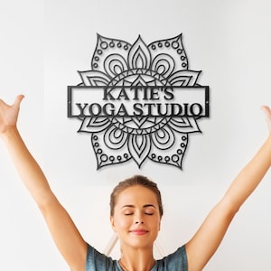 Custom Metal Yoga Sign, Personalized Yoga Studio Sign, Yoga Wall Decor, Yoga Wall Art, Yoga Studio Decor, Yoga Metal Art, Yoga Lover Gift