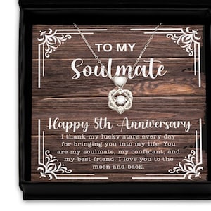 5th Anniversary Gift, Soulmate Necklace, 5 Year Anniversary Gift, Wood Anniversary Gift, 5th Wedding Anniversary Gift. Fifth Anniversary