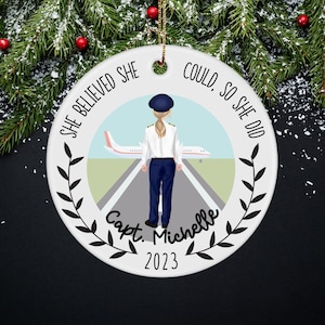 Personalized New Pilot Ornament, Female Pilot Gifts Pilot Gifts Pilot Gift Gift for Airline Pilot Aviation Gifts Pilot Graduation