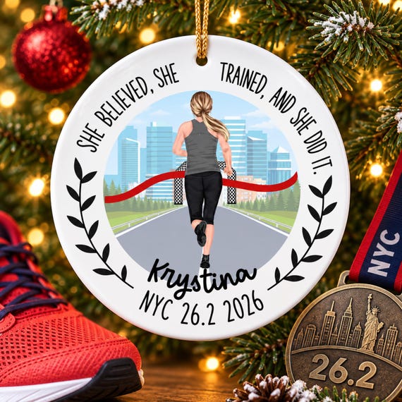 Personalized Running Ornament, Marathon Gift, Runner Ornament, Runner Christmas Ornament, Marathon Ornament, Half Marathon Ornament