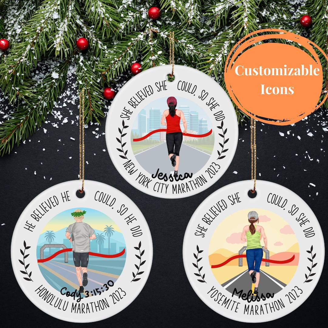 Personalized Running Ornament, Marathon Gift, Runner Ornament, Runner