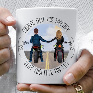 Personalized Biker Couple Mug, Biker Gift for Him, Motorcycle Gift Idea, Motorcycle Lover Mug, Biker Chick Gifts, Motorcycle Gifts for Women