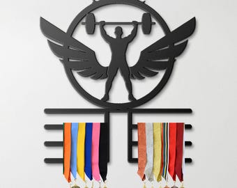 Personalized Powerlifter Medal Holder, Medal Rack