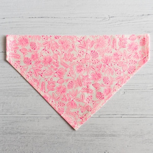 Slip-Over Collar Dog Bandana w/ Floral Print// 100% cotton // Neon Pink Print // Rifle Paper Co. // Dog Accessory // Dog Neckwear