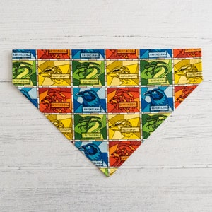 Stained Glass Rectangle Hogwarts Houses Cotton Over Collar Bandana / Harry Potter Fabric / Wizarding World / Quidditch / Broom / Dog Bandana