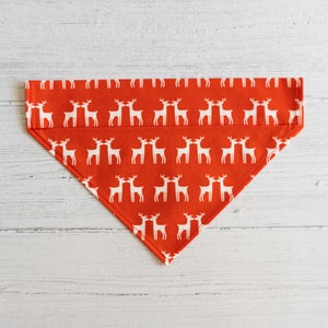 Red and White Reindeer Christmas Slip Over the Collar Dog Bandana / Cat Bandana / Puppy Gift