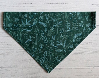 Green Forest Cotton Slip-Over Collar Dog Bandana // Pet Gift // Dog Accessory // Rifle Paper Co