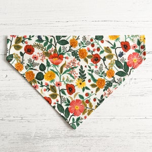 Poppy Fields (Cream) COTTON Slip-Over Collar Dog Bandana // Dog Accessory// Dog neckwear// Rifle Paper Co Fabric // Summer Print