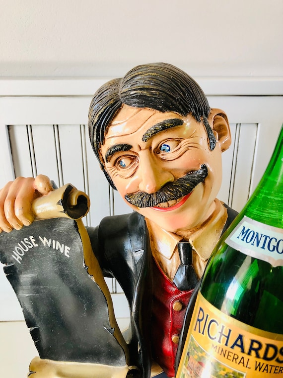 Vintage House Wine Man Collectible Statue Wine Holder Signed by