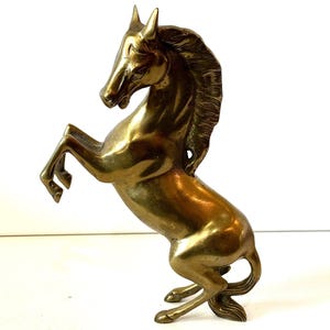 Vintage Solid Brass Horse - Rearing Horse - Large Brass Statuette