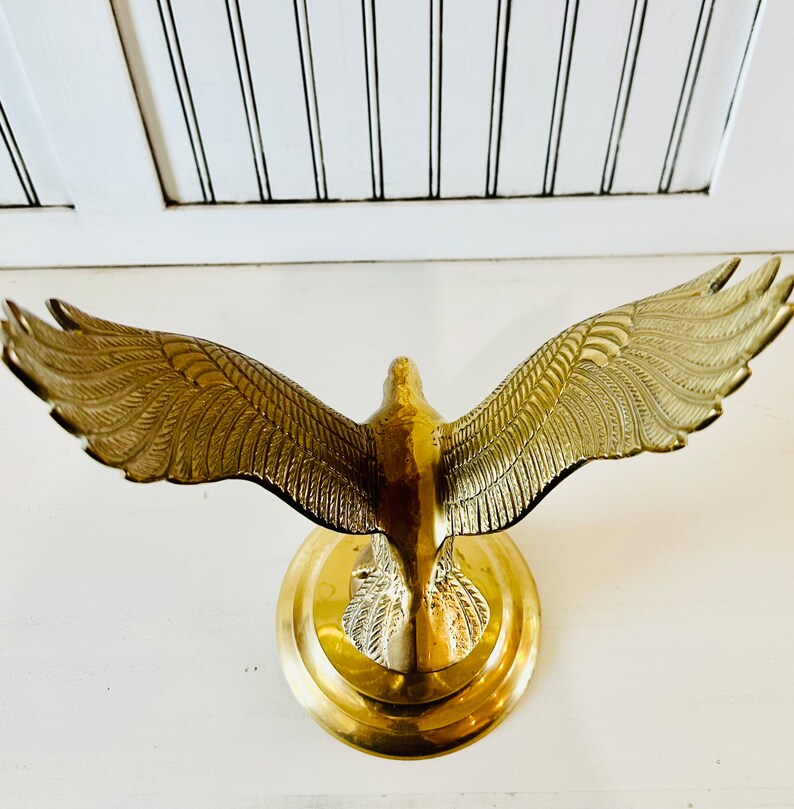 Vintage Solid Brass Bald Eagle Statue - Etsy