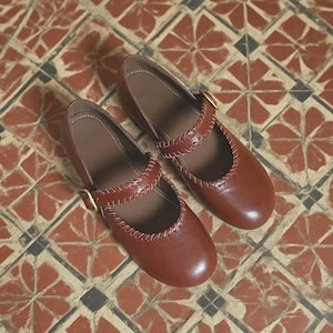 Retro Brown Mary Janes Shoes,Brown Mary Jane,Everyday Mary Jane,Gift for Her,Handmade Shoes,Women Shoes,Buckle Belt Shoe,Black Leather Shoes