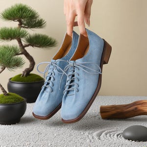 Casual Blue Barefoot Shoes,Handicraft  Women Shoes,Grounding Shoes,Genuine Leather,College Style Shoes,Grouning Shoes Copper,Moccasin Shoes
