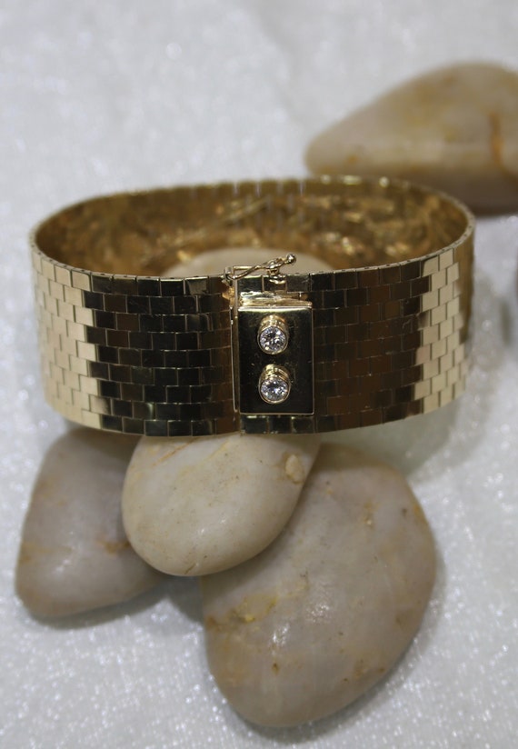 Vintage Wide Yellow Gold Bracelet - image 6