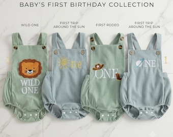 Handbroderad ONE Rodeo-kostym för första födelsedagen, ONEderful 1-årsdagsoutfit, Cake Smash, Baby Pojke & Flicka Partyoutfit, Wild One, 1:a Rodeo