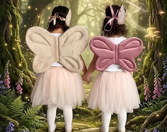Plush Fairy Butterfly Wings, Toddler Fairy Wings, Magical Fantasy Dress Up Wings, Party Birthday Outfit, Fancy Dress Wings, Crown Wand Set