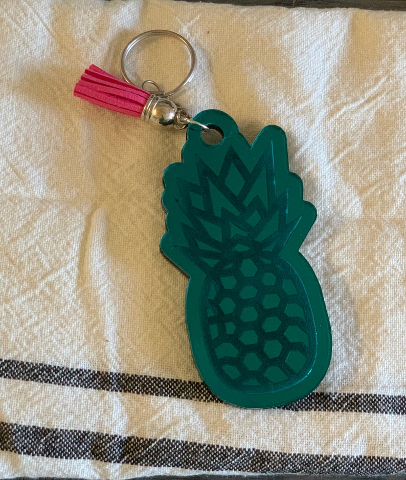 Teal Acrylic Pineapple Keychain