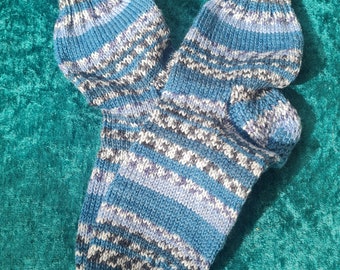 Children's socks, stockings, Gr. 33/34, mottled blue, handknit